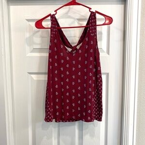 Old Navy Maroon V-Neck Printed Tank Top